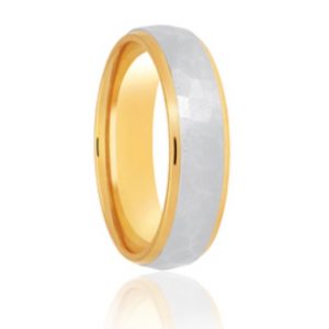 Two colour Hammered Satin Wedding Ring ACDC178