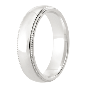 5mm Polished centre Court band with Milgrain edges Wedding Ring