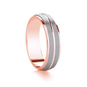Two Colour 6mm Two Stripe Wedding Ring
