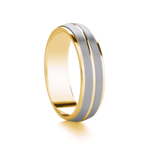 Two Colour 6mm Two Stripe Wedding Ring