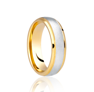 Two Colour 6mm Brushed Centre polished Edge Wedding Ring DC313BC