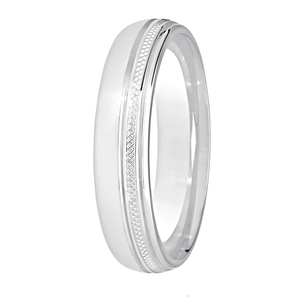 3mm Polished 2/3 Court band with 1/3 Accent Pattern Wedding Ring DC146
