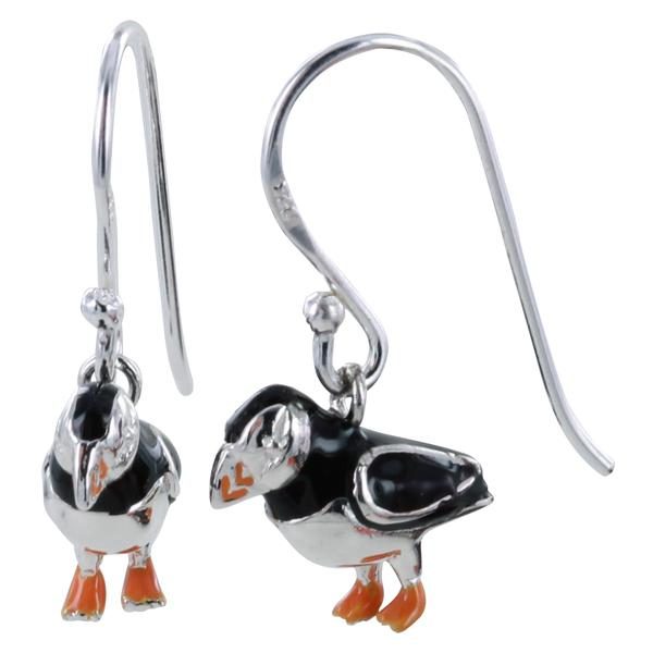 Portly Puffin Silver Earrings