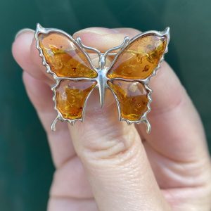 Amber Butterfly Brooch outside