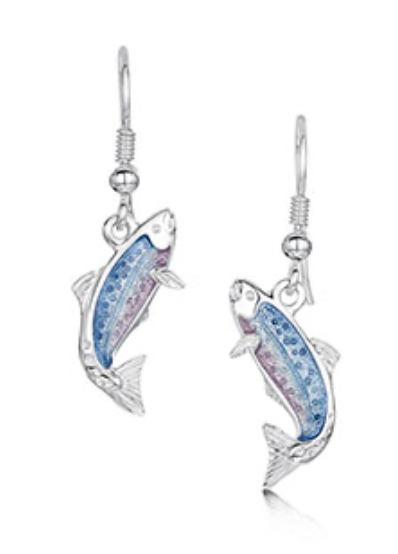 Fishing for Salmon Silver Drop Earrings EEX255