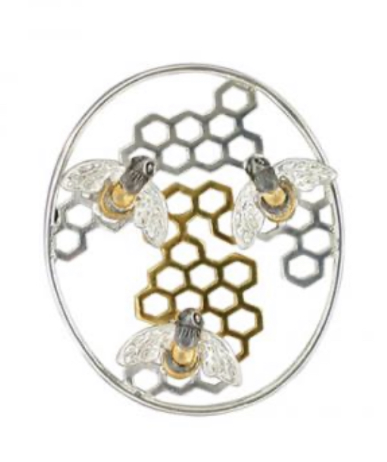 Honeycomb Bumble Bee Brooch ACPBBRPS9714