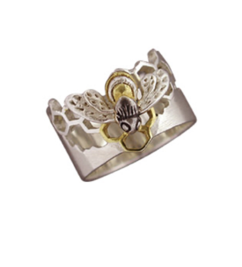Honeycomb Bumble Bee Ring ACPBRPS9714