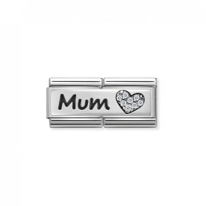 Nomination Classic Silvershine Double Mum Heart with CZ Charm 330731/07