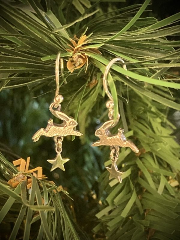Silver Hare and Stars Drop Earrings ACNH335