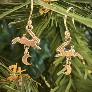 Silver Hare and Moon Drop Earrings ACNH336