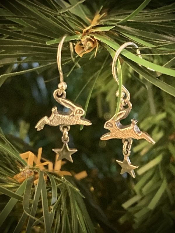 Silver Hare and Stars Drop Earrings ACNH335