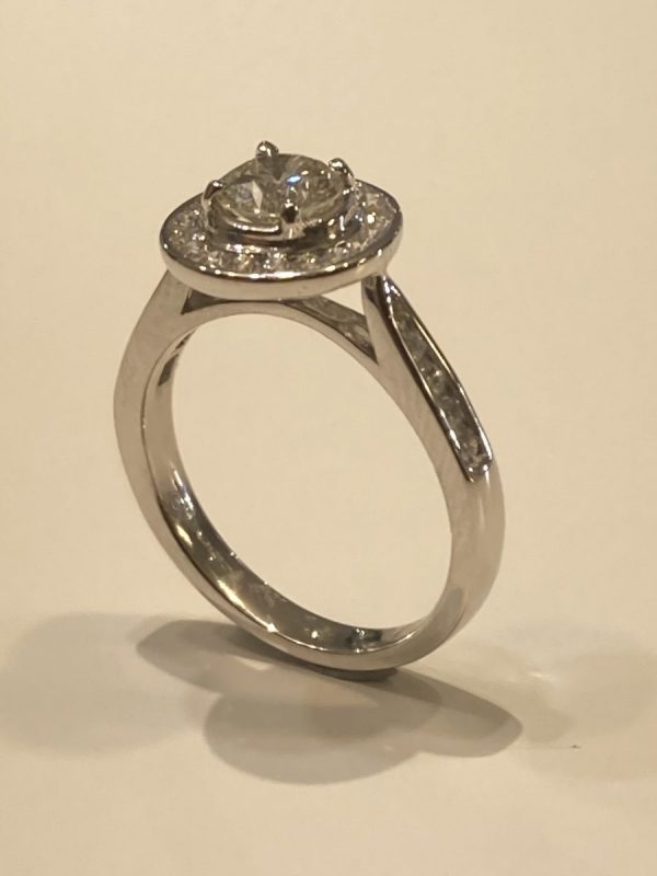Round Brilliant Diamond Solitaire with Halo & Shoulders ACV041/12