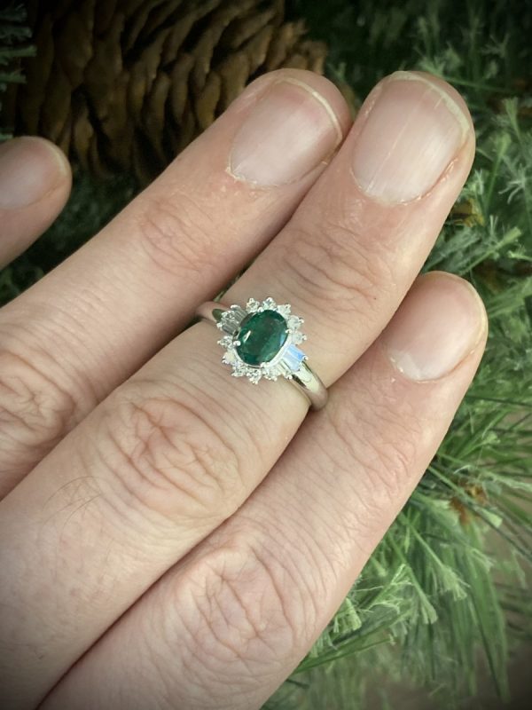 Oval Emerald with Baguette & Round Diamond Accents ACV041/6