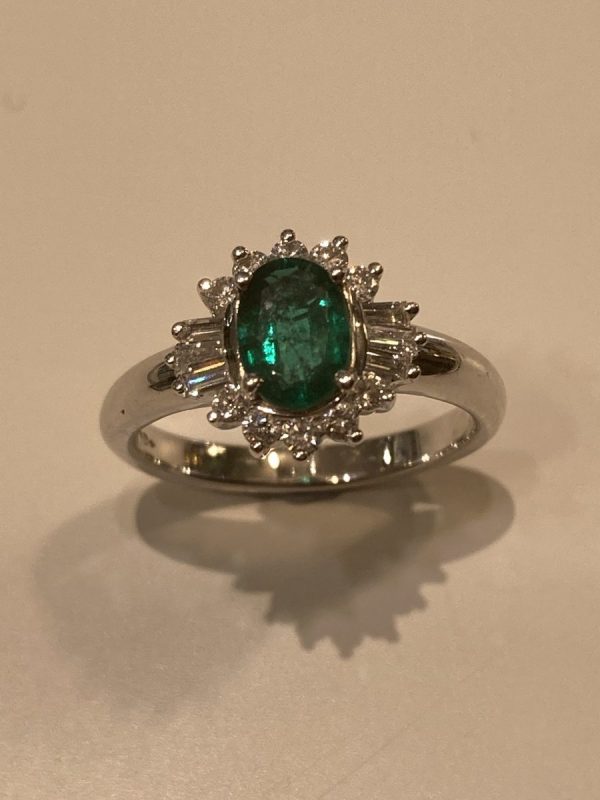 Oval Emerald with Baguette & Round Diamond Accents ACV041/6
