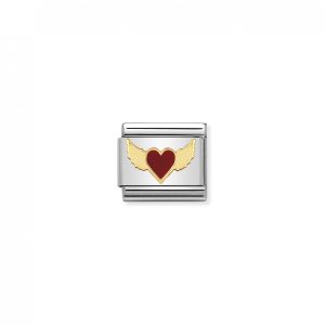 Nomination Classic Gold Red Flying Heart Charm 030207/45
