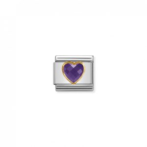 Nomination Classic Gold CZ Heart Violet Charm 030610/001