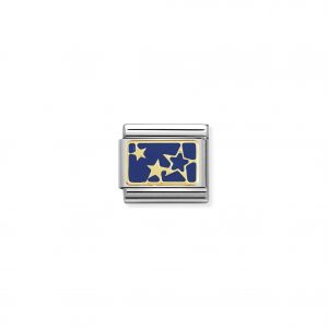 Nomination Classic Gold Stars Blue Plate Charm 030284/44