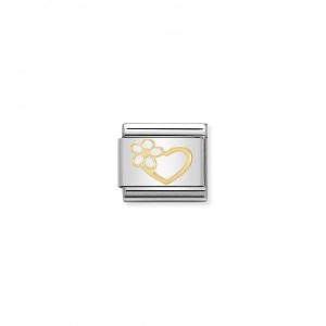 Nomination Classic Gold Heart with Flower Charm 030253/40