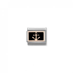Nomination Classic Rose Gold Anchor on Black Charm 430201/18