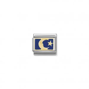 Nomination Classic Gold Moon Blue Plate Charm 030284/45