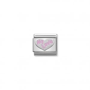 Nomination Classic Silvershine Pink My Love Heart Charm 330202/31