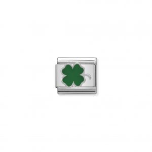 Nomination Classic Silvershine Green Four Leaf Clover Charm 330202/12