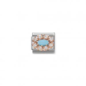 Nomination Classic Rose Gold Turquoise & CZ Charm 430308/06