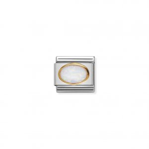 Nomination Classic Gold White Opal Charm 030502/07