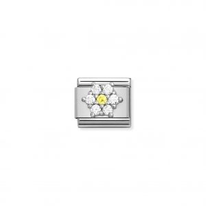 Nomination Silvershine Flower with Yellow & White CZ Charm 330322/01