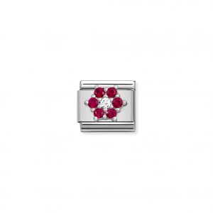 Nomination Silvershine Flower with White & Red CZ Charm 330322/02