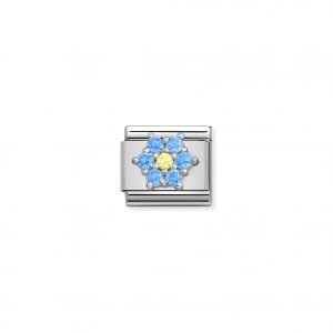 Nomination Silvershine Flower with Yellow & Light Blue CZ Charm 330322/04
