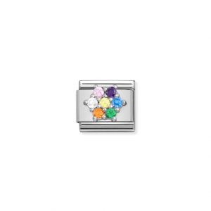 Nomination Silvershine Flower with Rainbow CZ Charm 330322/05