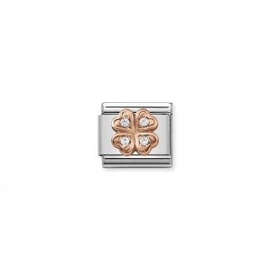 Nomination Rose Gold Four Leaf Clover with CZ Charm 430302/04