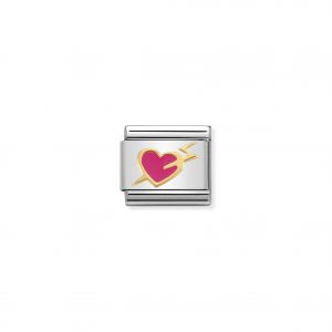 Nomination Classic Gold Fuchsia Heart with Lightening Charm 030283/13