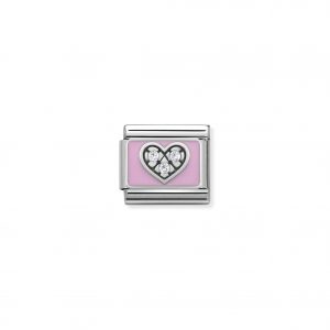 Nomination Classic Silvershine Pink with CZ Heart Charm 330306/06