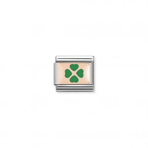 Nomination Classic Rose Gold Green Four Leaf Clover Charm 430201/08