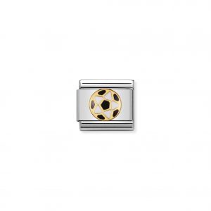 Nomination Classic Gold Black & White Football Charm 030204/17