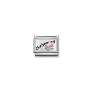 Nomination Classic Silvershine Pink Christening Bow Charm 330208/17.
