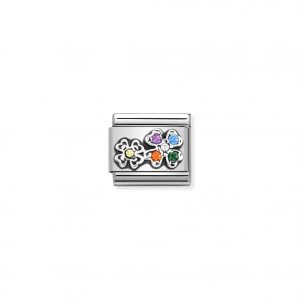 Nomination Silvershine Four Leaf Clovers with Rainbow CZ Charm 330323/04