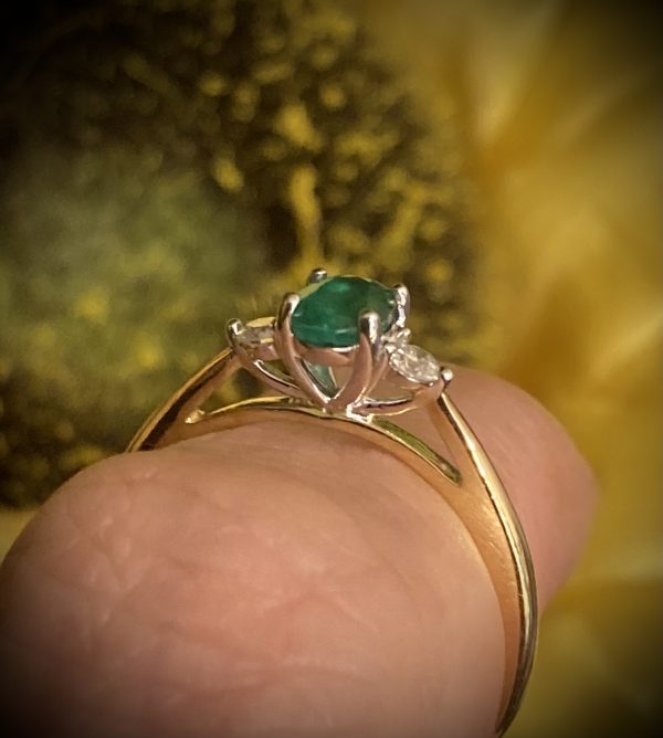 Oval Emerald 0.60ct Ring with Diamond Accents 0.10ct ACX790
