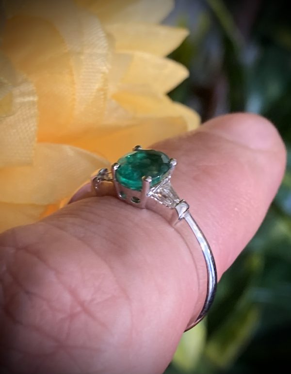 Oval Emerald Ring with Tapered Baguette Diamonds ACX925