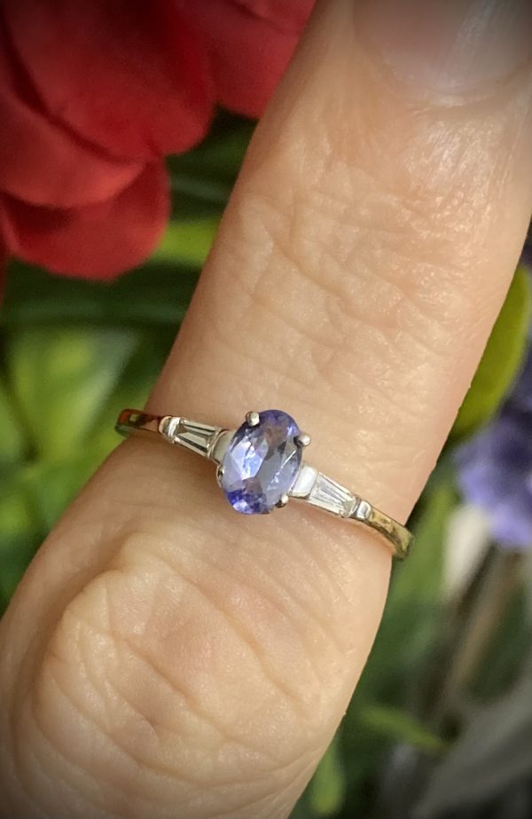 Oval Tanzanite with Tapered Baguette Diamond Accents ACA320A
