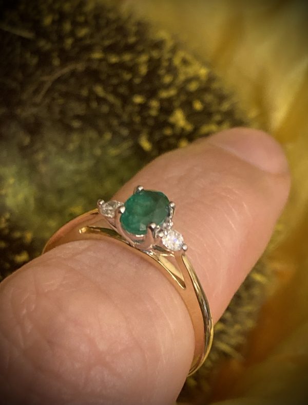 Oval Emerald 0.60ct Ring with Diamond Accents 0.10ct ACX790