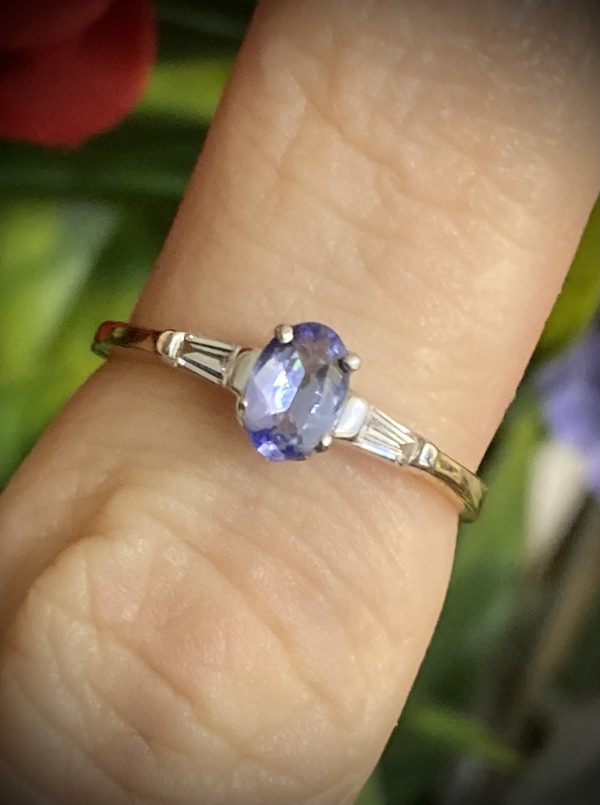 Oval Tanzanite with Tapered Baguette Diamond Accents ACA320A