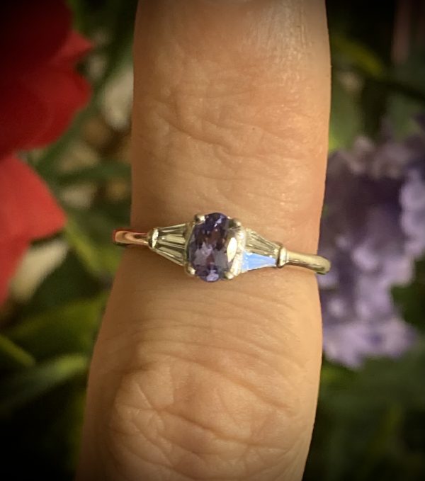 Oval Tanzanite with Tapered Baguette Diamond Accents ACX863