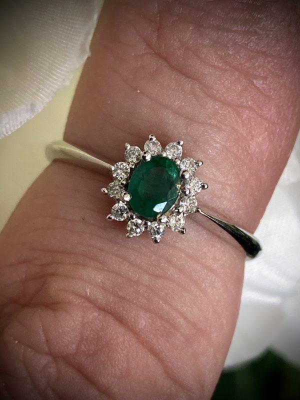 9ct White Emerald and Diamond Cluster Ring ACVE97476