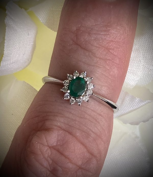 9ct White Emerald and Diamond Cluster Ring ACVE97476