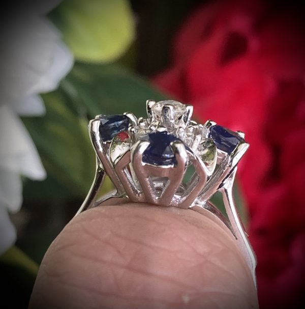 Sapphire and Diamond Flower Cluster Ring ACVAPPA222
