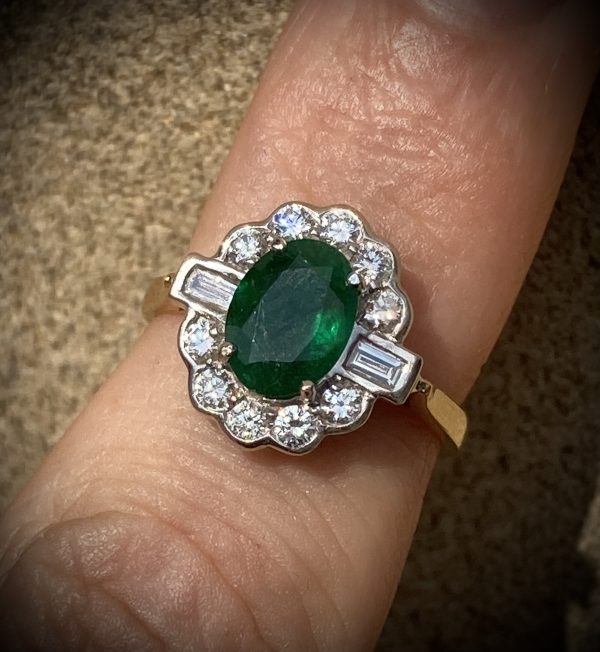 Emerald 1.13ct and Diamond Art Deco Ring ACV2591